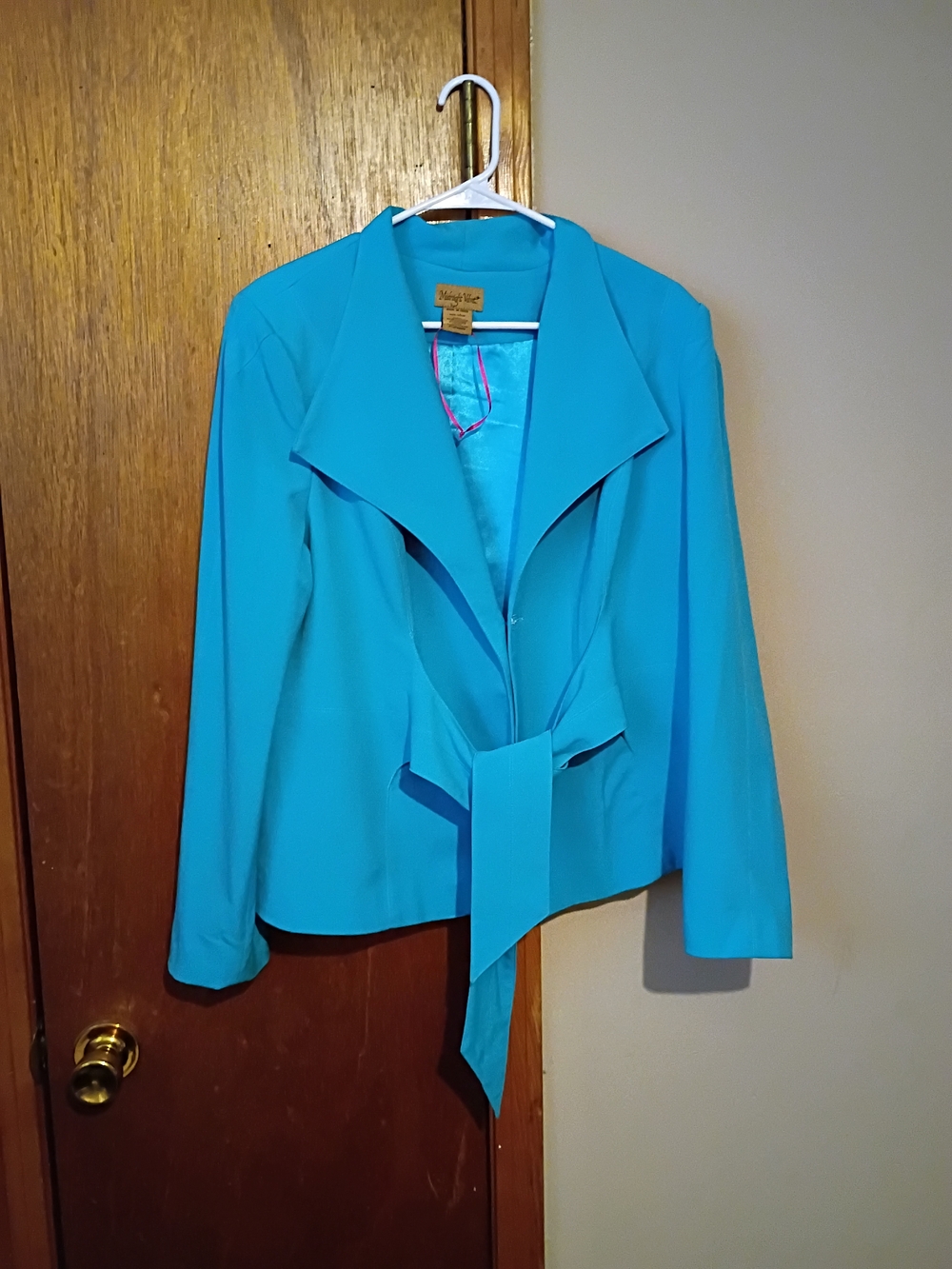 Midnight Velvet Turquoise Tie-Waist Blazer